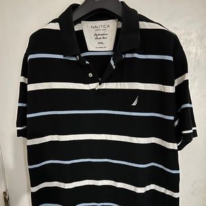Men’s 2XL Nautica Performance Deck blue striped short sleeve shirt.